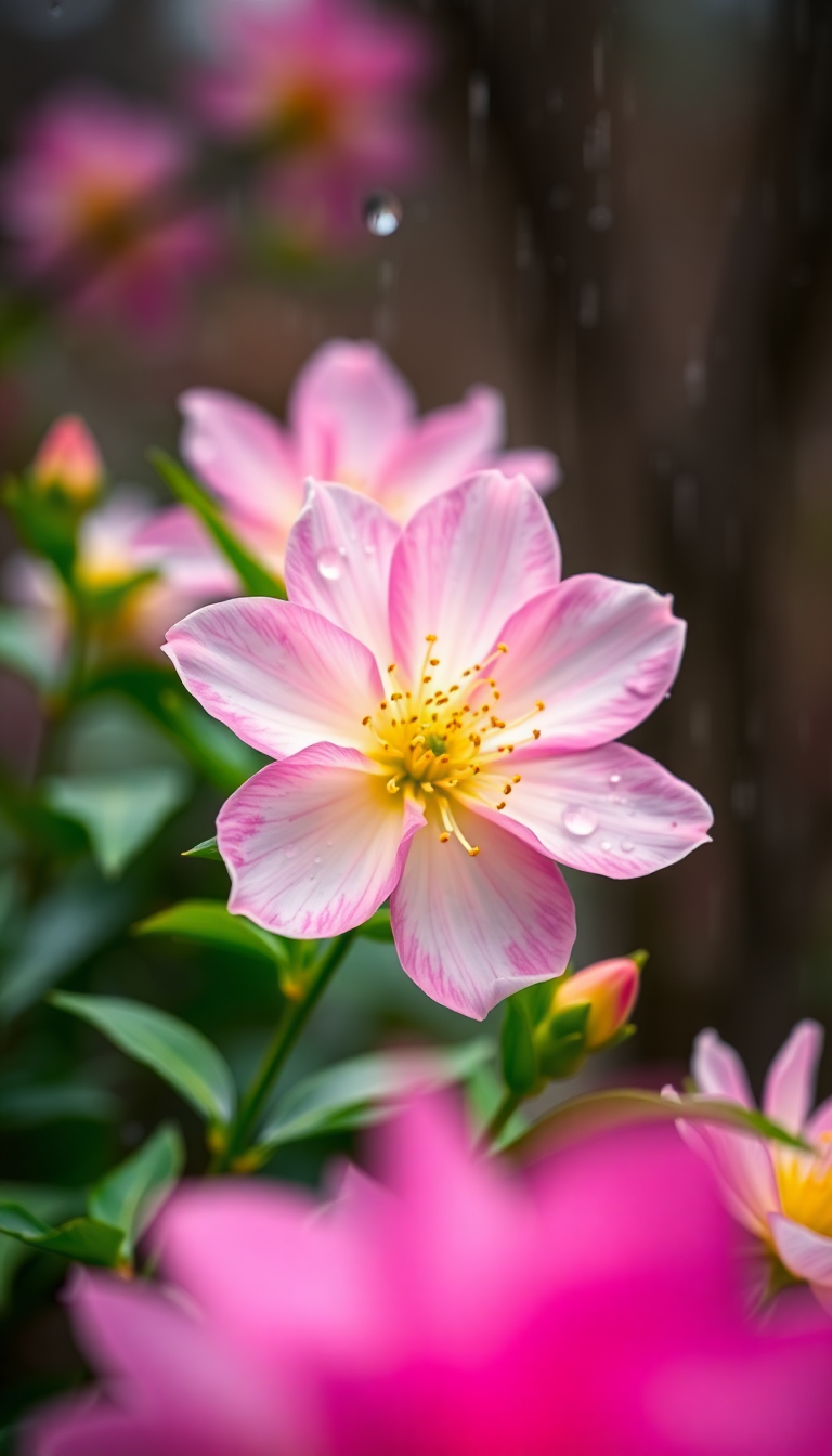 Spring Rain Flower Blooming Time Aesthetic Wallpaper