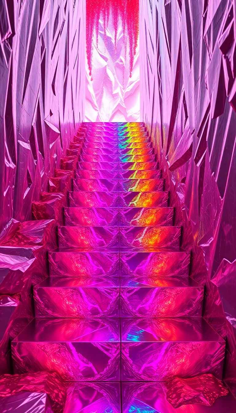 Bismuth Crystal Formation Rainbow Metallic Photorealistic Wallpaper