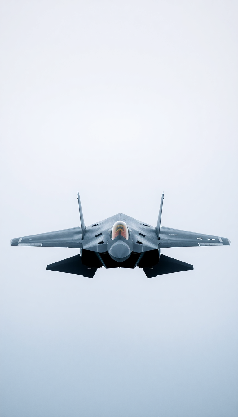 F22 Raptor Doing A Maneuver Minimalist Wallpaper
