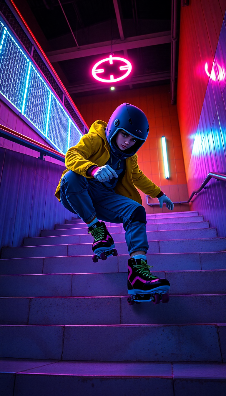 Stylish Street Weared Rollerblader Doing Anime Wallpaper