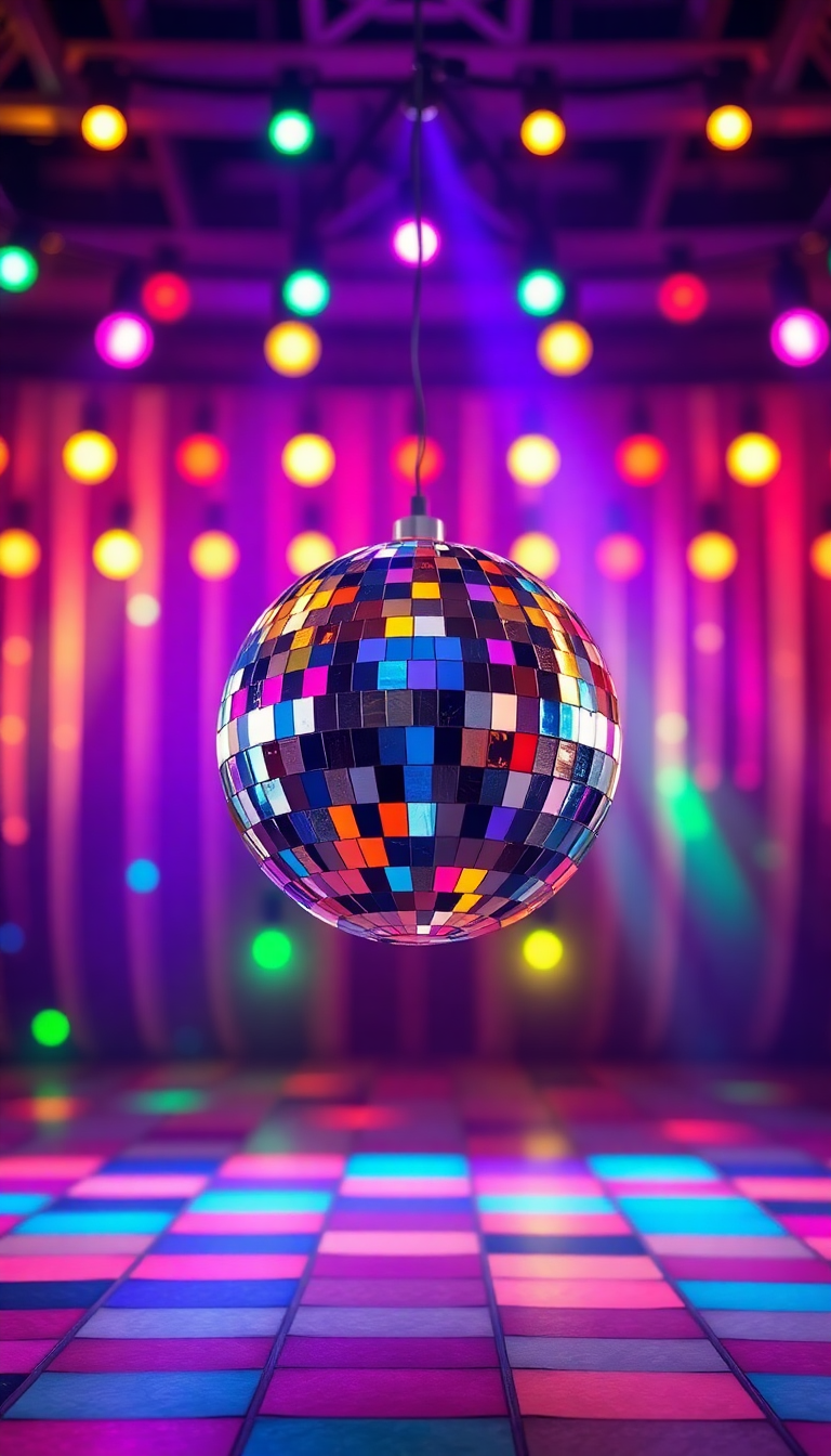 70s Disco Ball Lights Colorful Photorealistic Wallpaper