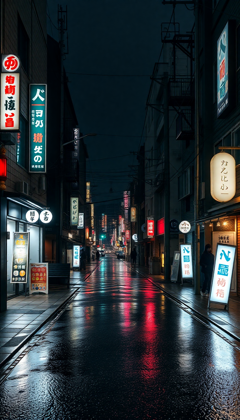 A Japanese Street At Night Aesthetic Wallpaper