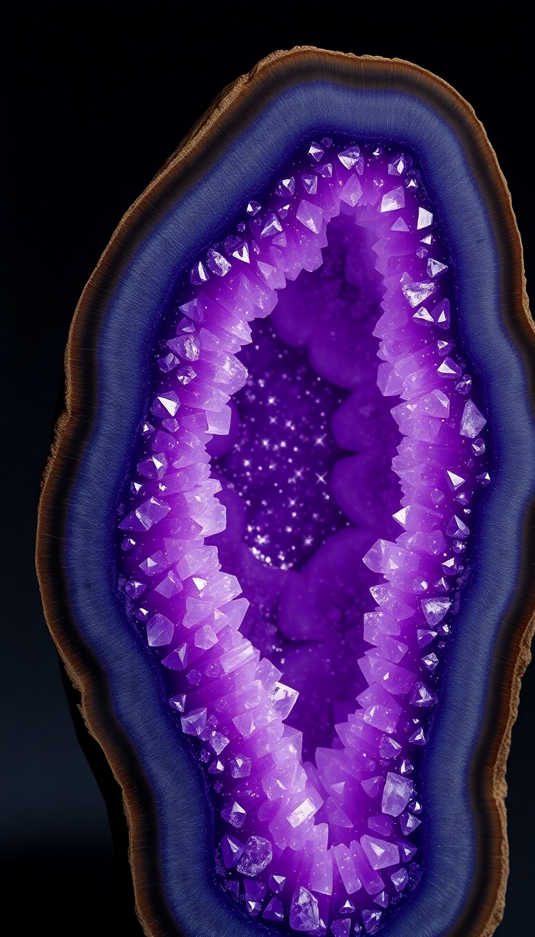 Geode Crystal Interior Purple Amethyst Photorealistic Wallpaper
