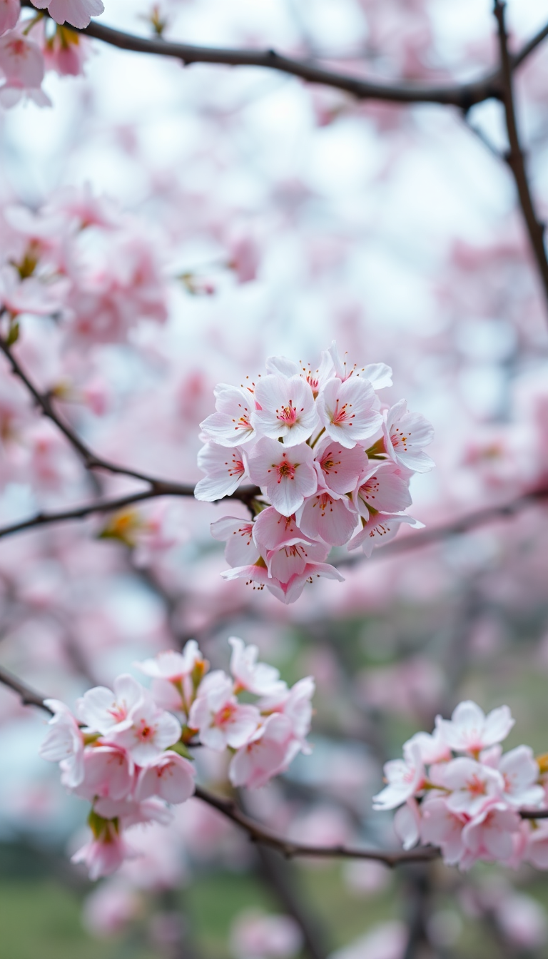 Spring Cherry Blossoms Japan Peak Photorealistic Wallpaper