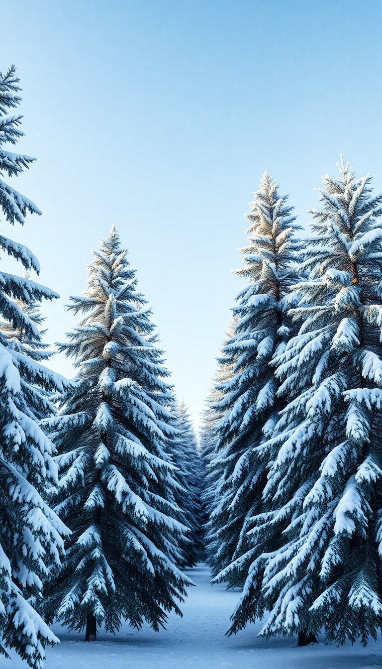 Winter First Snow Pine Trees Photorealistic Wallpaper