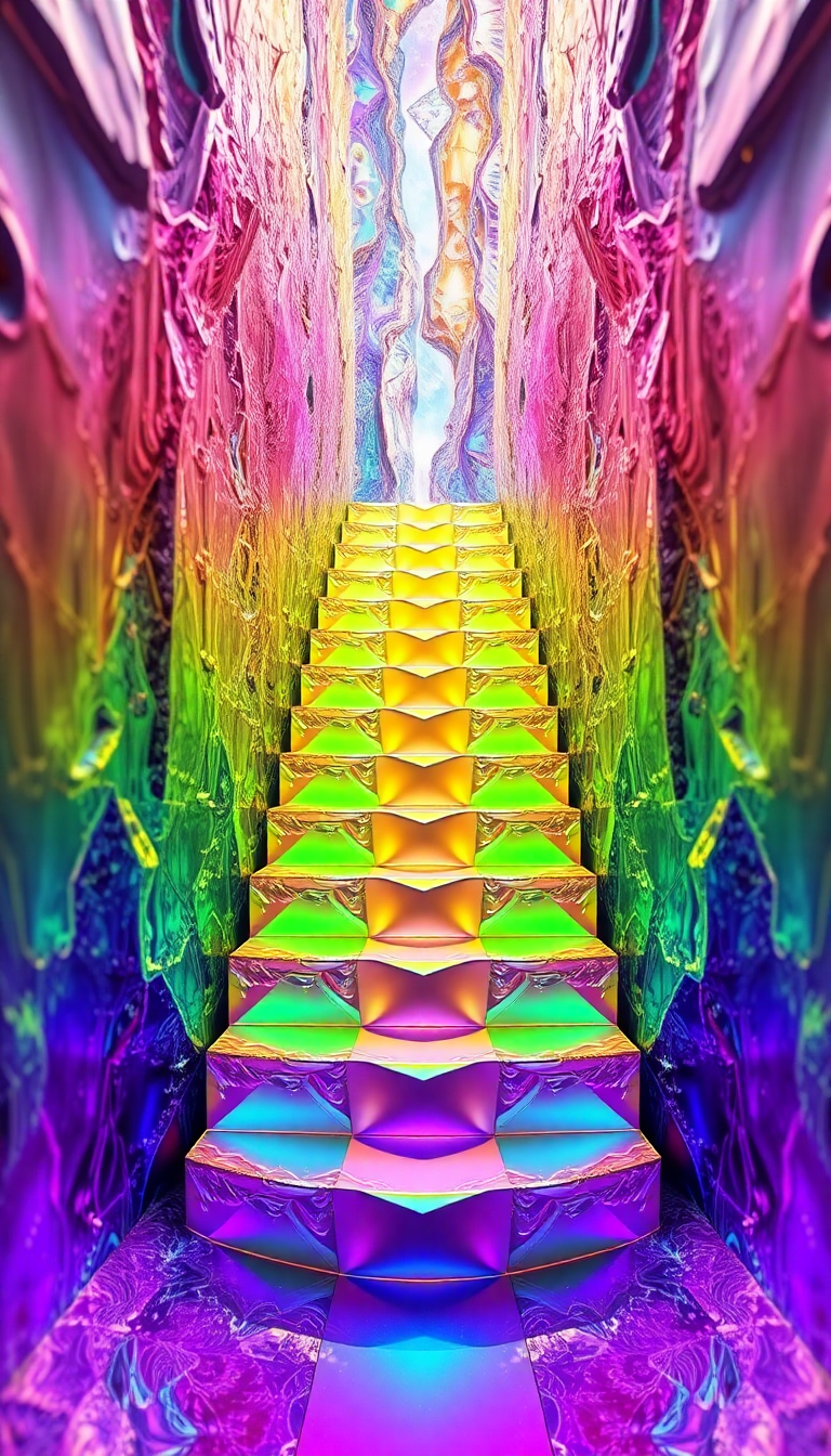 Bismuth Crystal Formation Rainbow Metallic Photorealistic Wallpaper