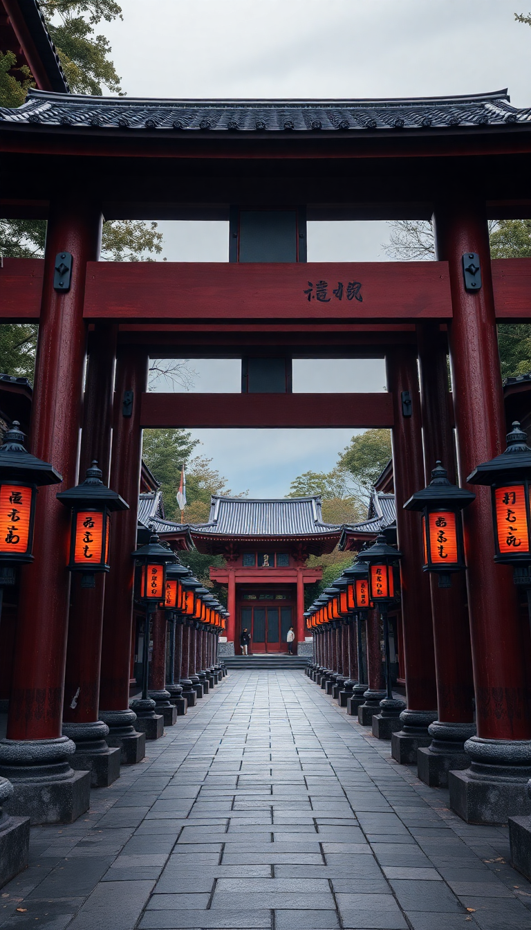 Japanese Temple Gate Torii Path Photorealistic Wallpaper