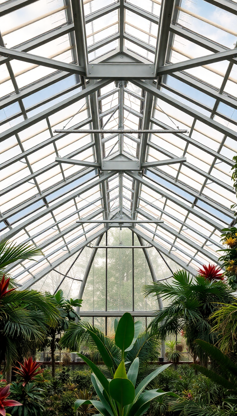 Greenhouse Interior Botanical Garden Glass Photorealistic Wallpaper