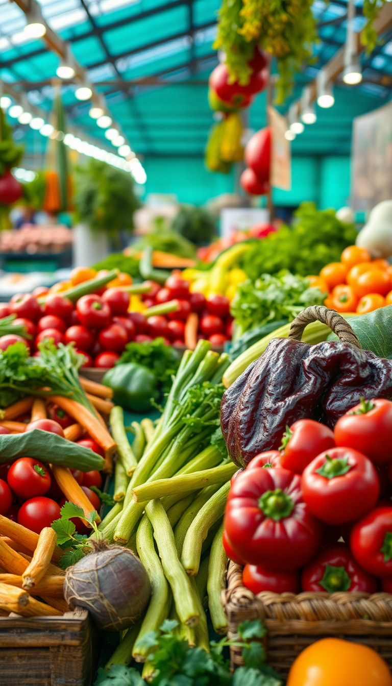 Farmers Market Produce Colorful Vegetables Photorealistic Wallpaper