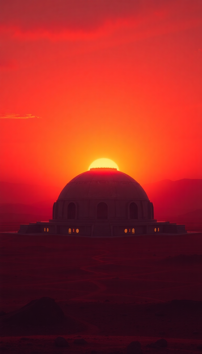 Mars Colony Dome At Sunset Digital art Wallpaper