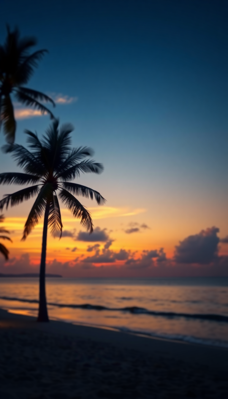 Sunset On A Beach With Photorealistic Wallpaper