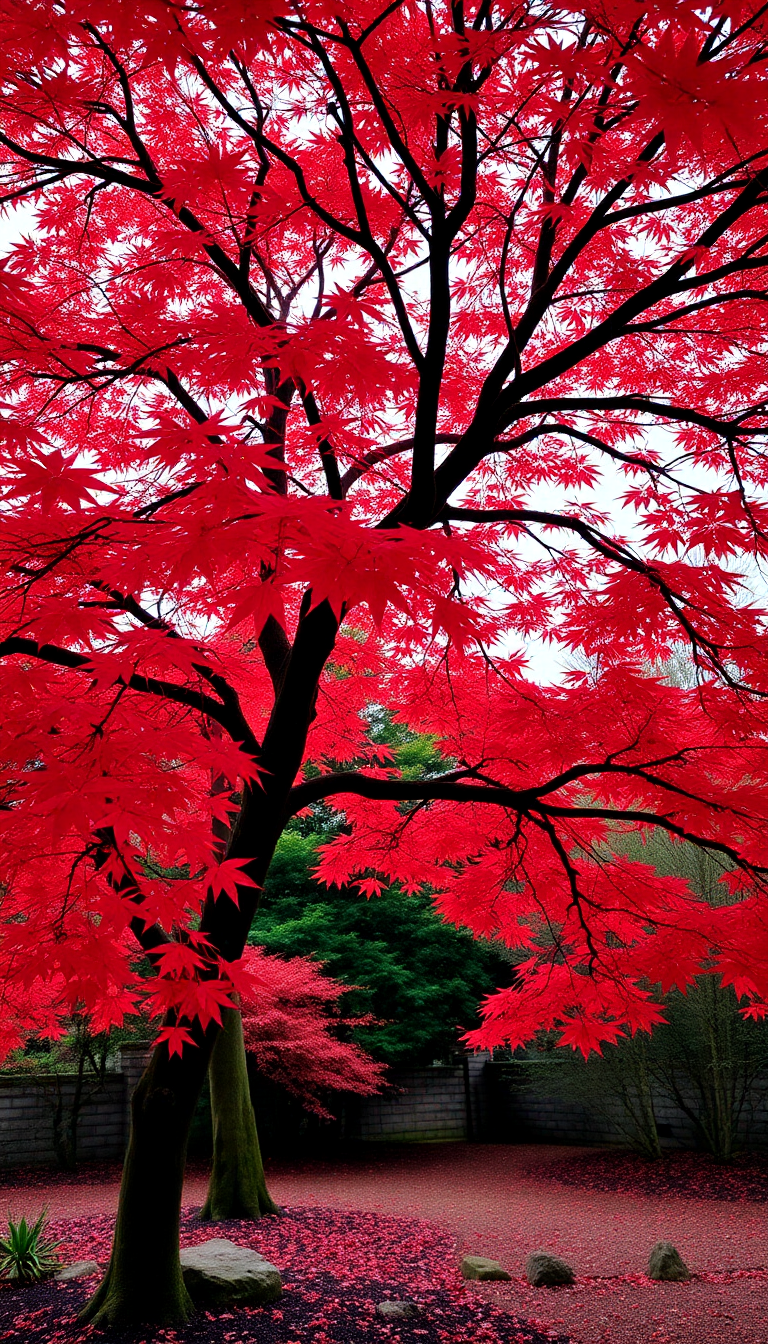 Japanese Maple Tree Autumn Red Aesthetic Wallpaper