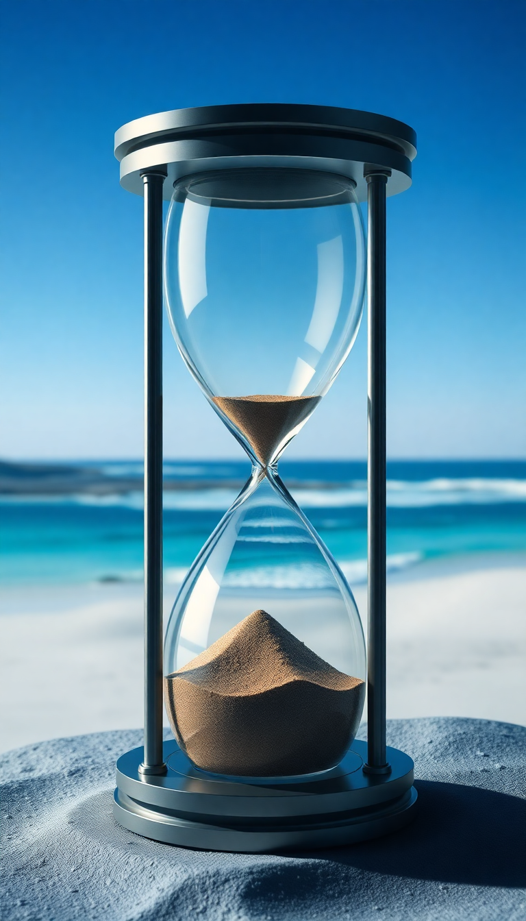 Hourglass Containing Ocean And Desert Digital art Wallpaper