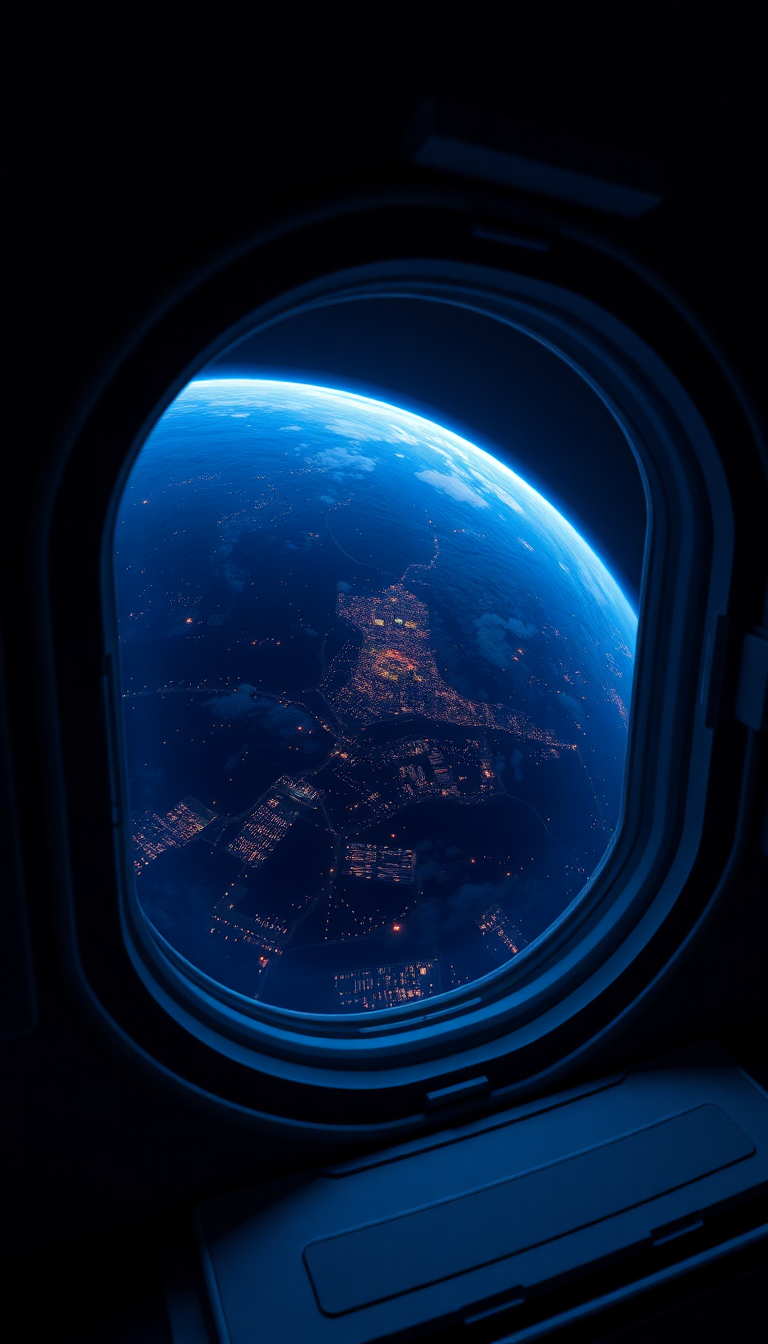 Space Station Window View Of Photorealistic Wallpaper