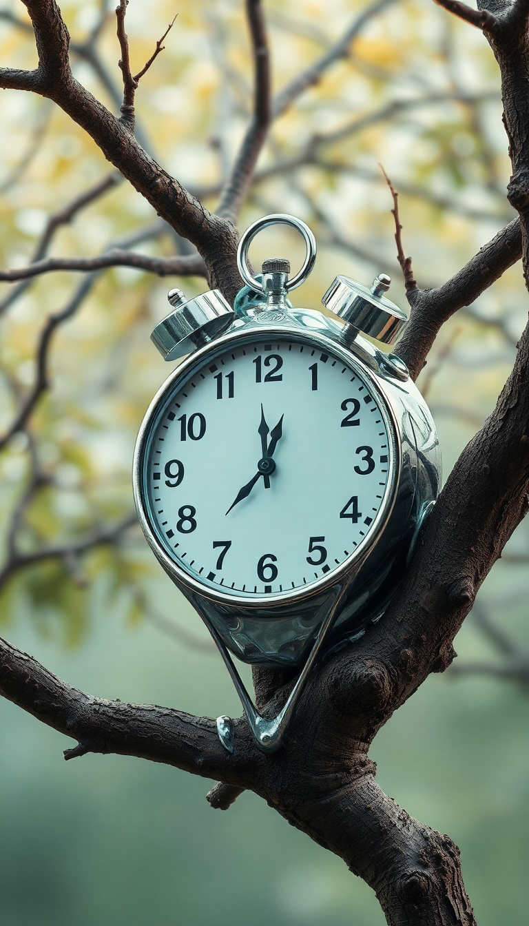 Melting Clock On Tree Branch Digital art Wallpaper