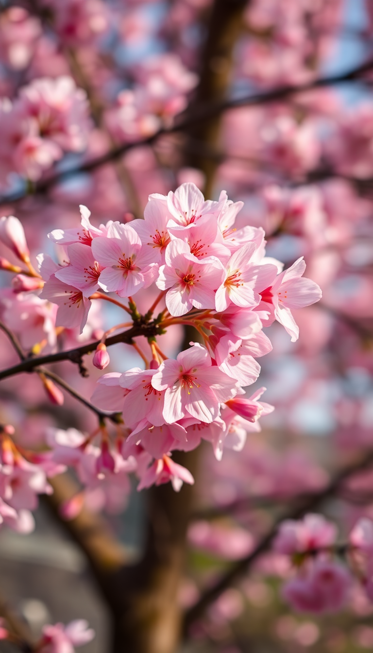 Spring Cherry Blossoms Japan Peak Photorealistic Wallpaper