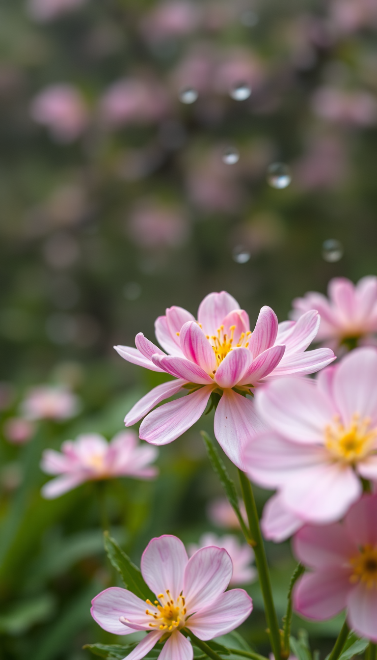 Spring Rain Flower Blooming Time Aesthetic Wallpaper