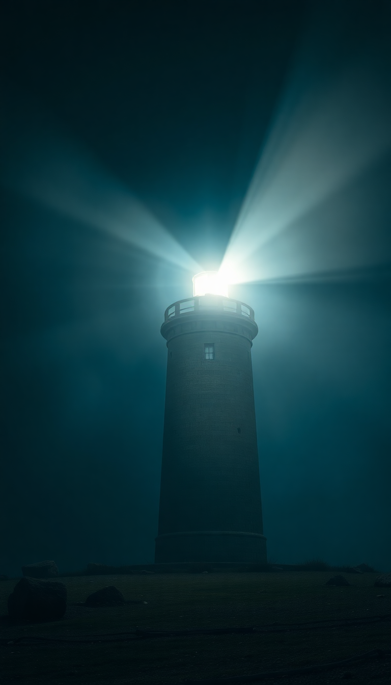 Old Lighthouse Beam Cutting Through Photorealistic Wallpaper