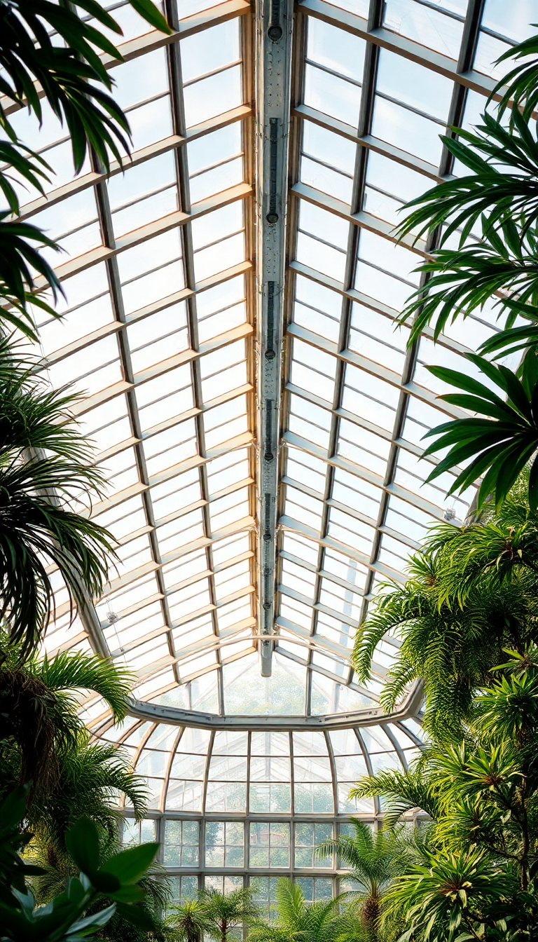 Greenhouse Interior Botanical Garden Glass Photorealistic Wallpaper