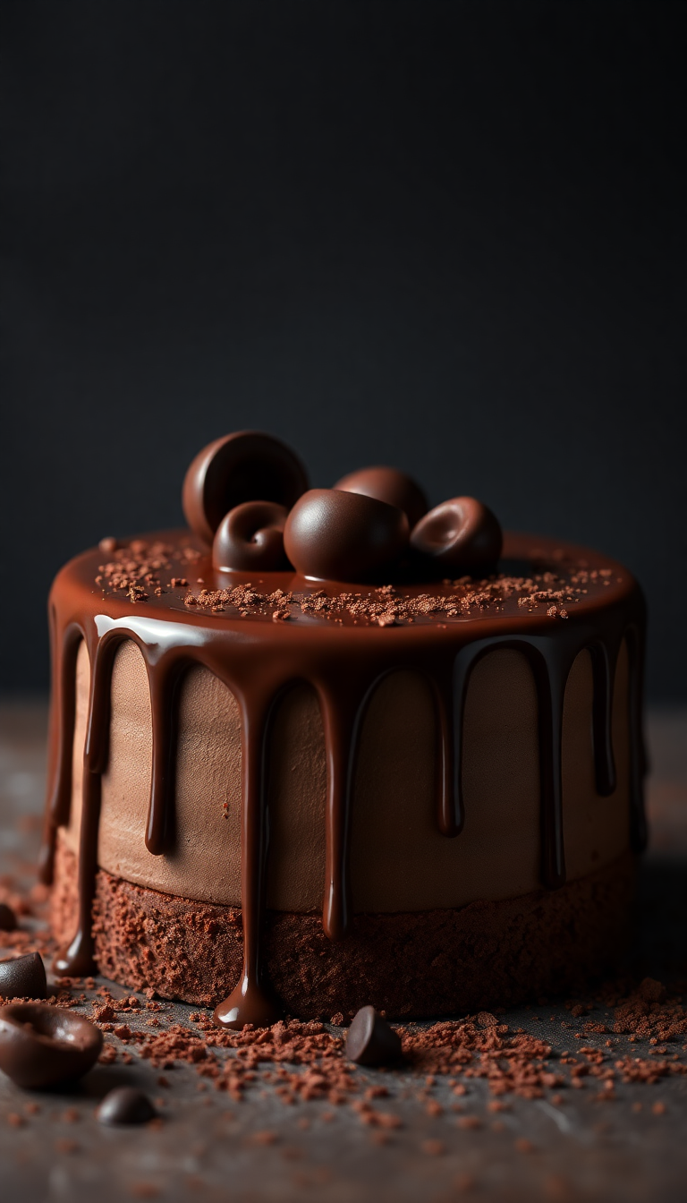 Chocolate Drip Cake Decadent Dessert Photorealistic Wallpaper