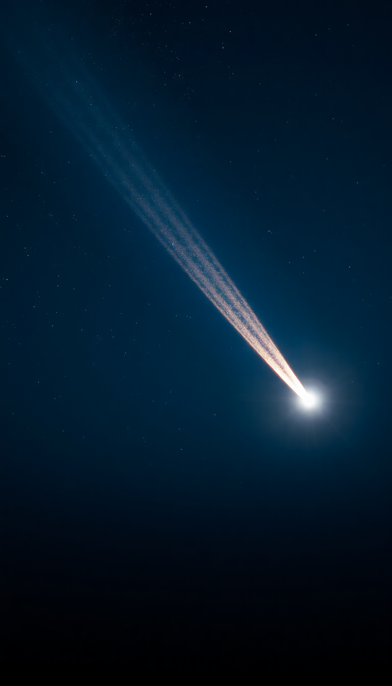 Comet Tail Streaming Across Night Photorealistic Wallpaper