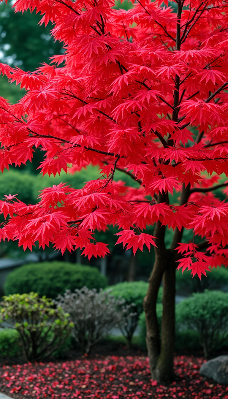 Japanese Maple Tree Autumn Red Aesthetic Wallpaper
