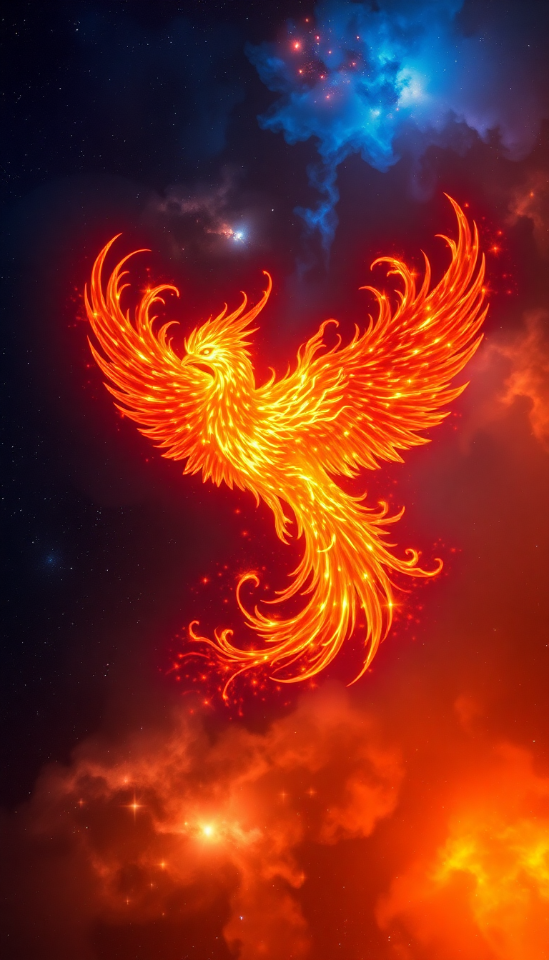 Nebula Shaped Like Phoenix Bird Digital art Wallpaper
