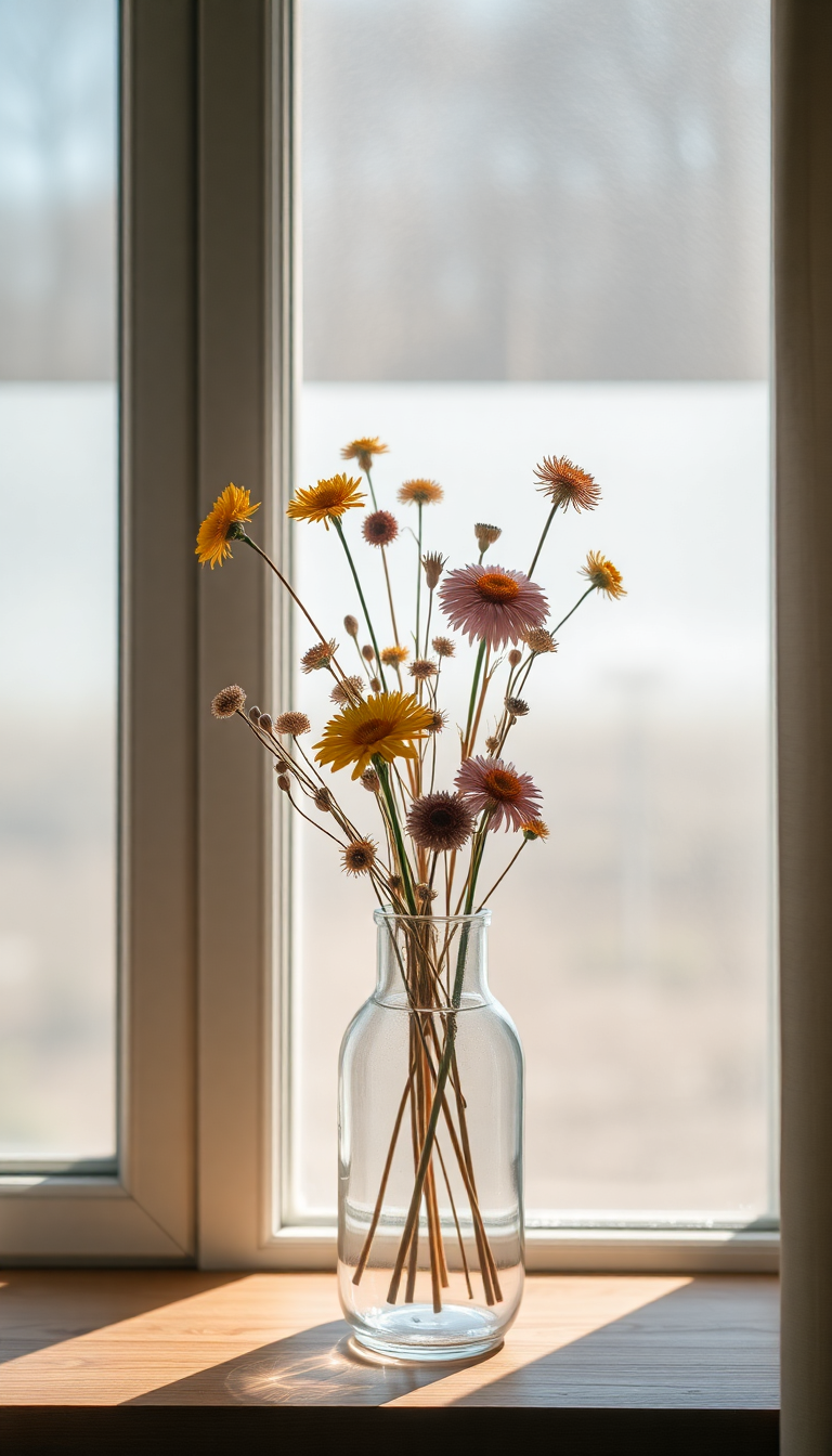 Dried Flowers In Glass Vase Aesthetic Wallpaper