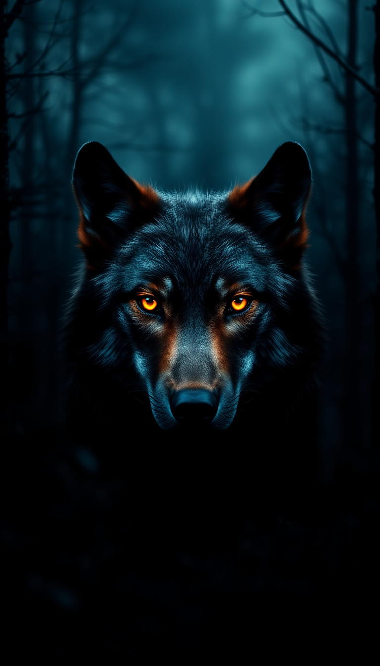 Wolf Eyes Glowing In Dark Digital art Wallpaper