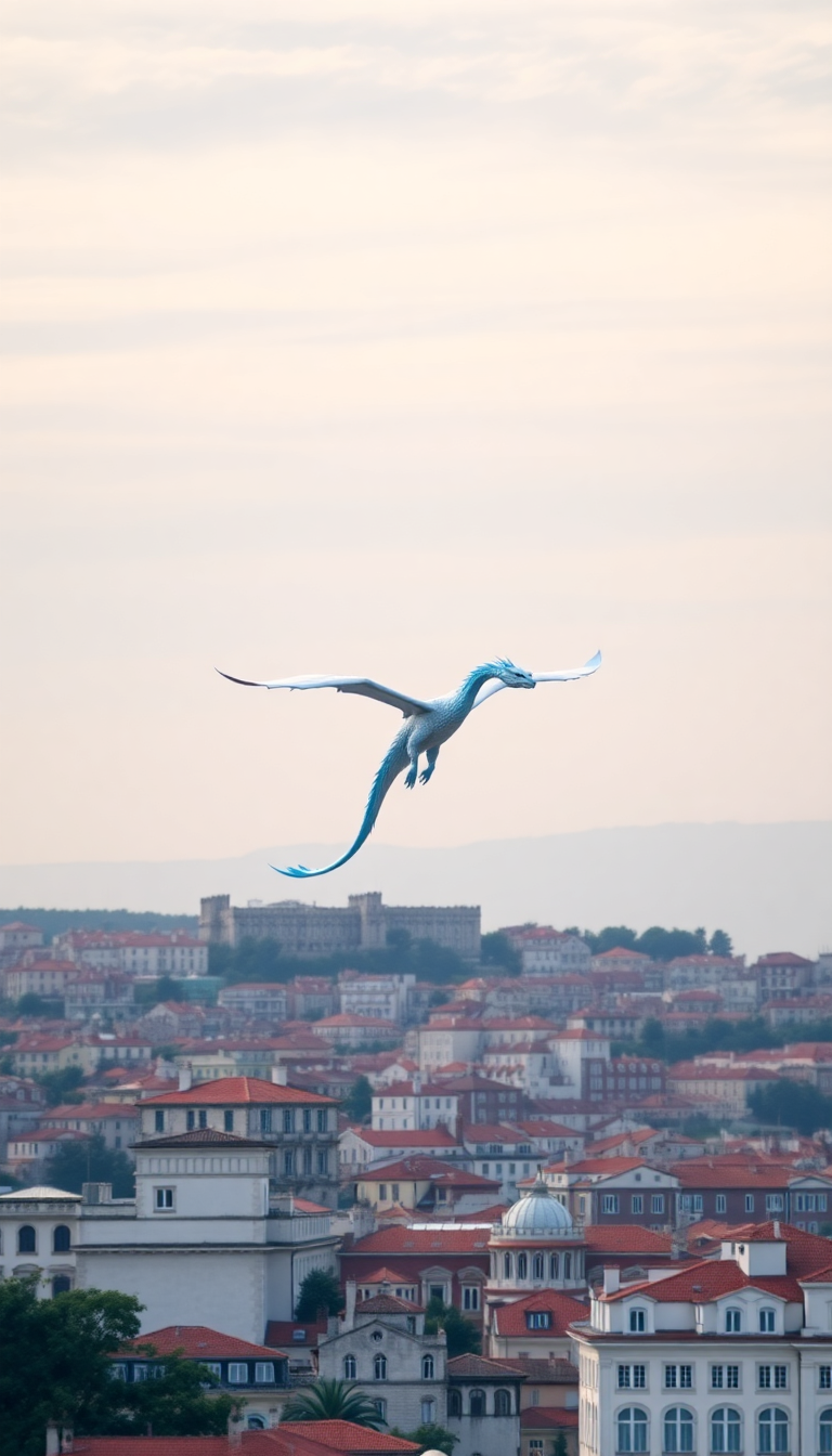 A White And Blue Dragon Minimalist Wallpaper