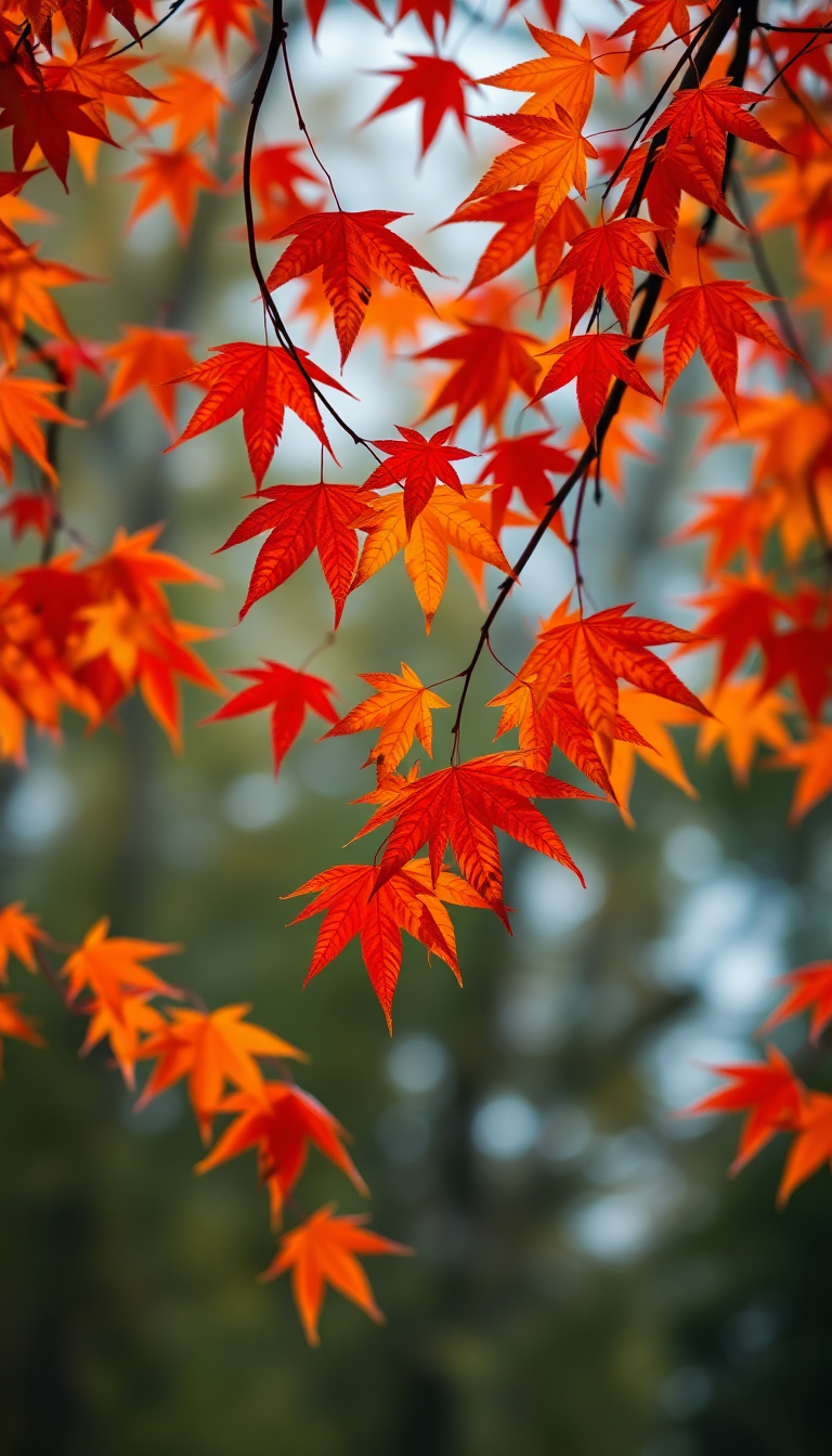 Autumn Leaves Falling Maple Red Photorealistic Wallpaper