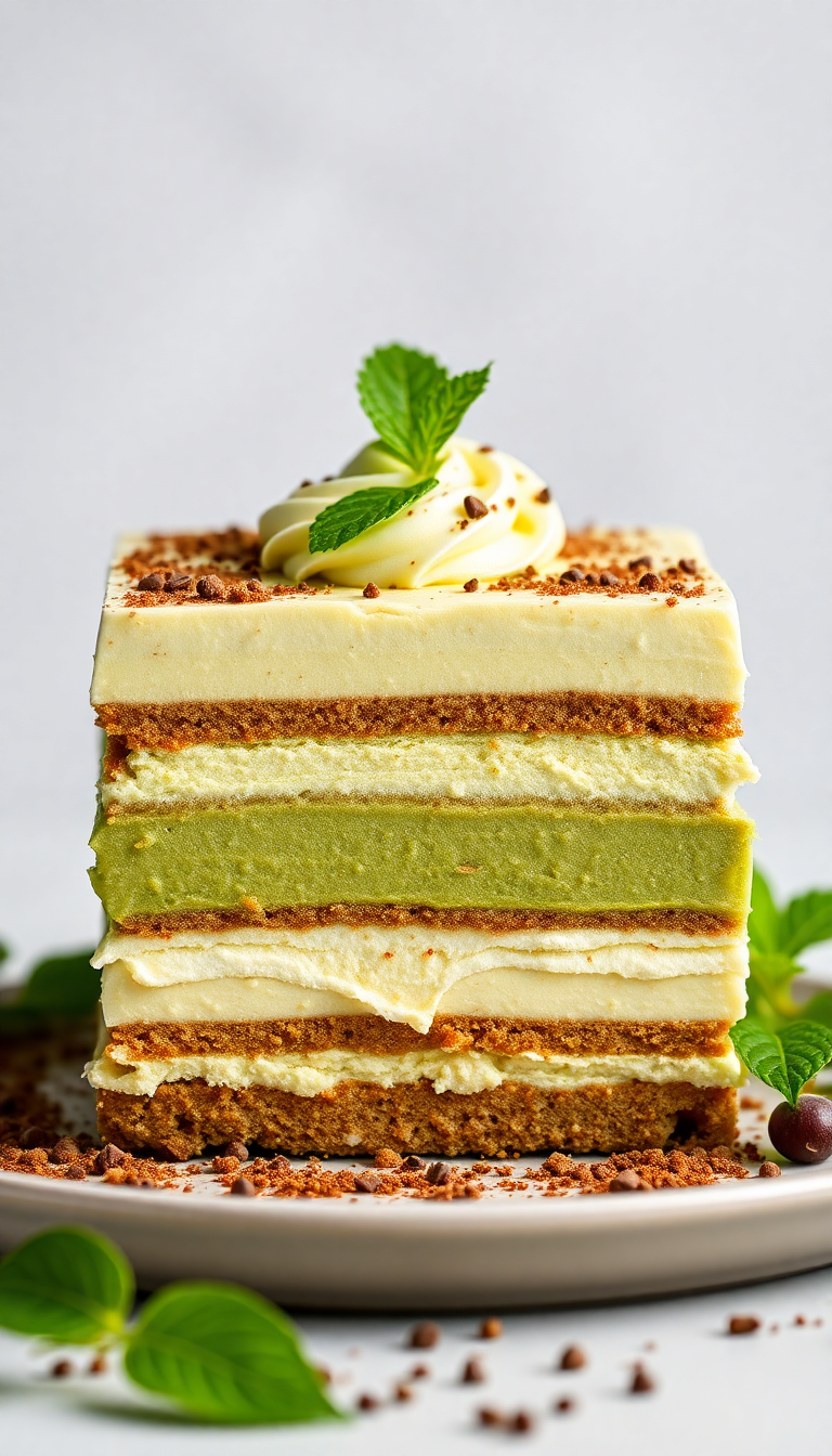 Matcha Tiramisu Layers Green Tea Photorealistic Wallpaper