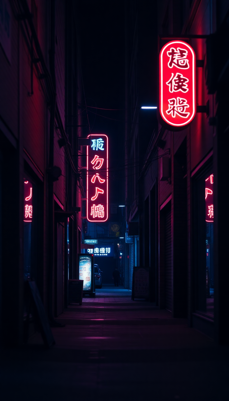 Neon Sign Flickering Dark Alley Aesthetic Wallpaper