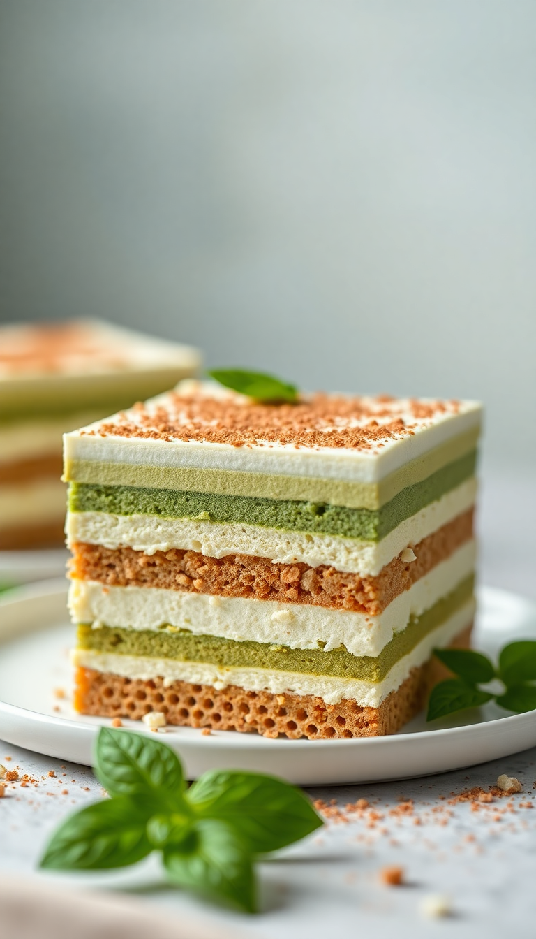 Matcha Tiramisu Layers Green Tea Photorealistic Wallpaper