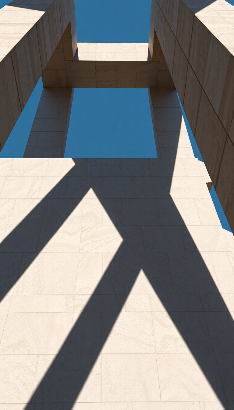 Brutalist Architecture Concrete Geometric Shadows Photorealistic Wallpaper