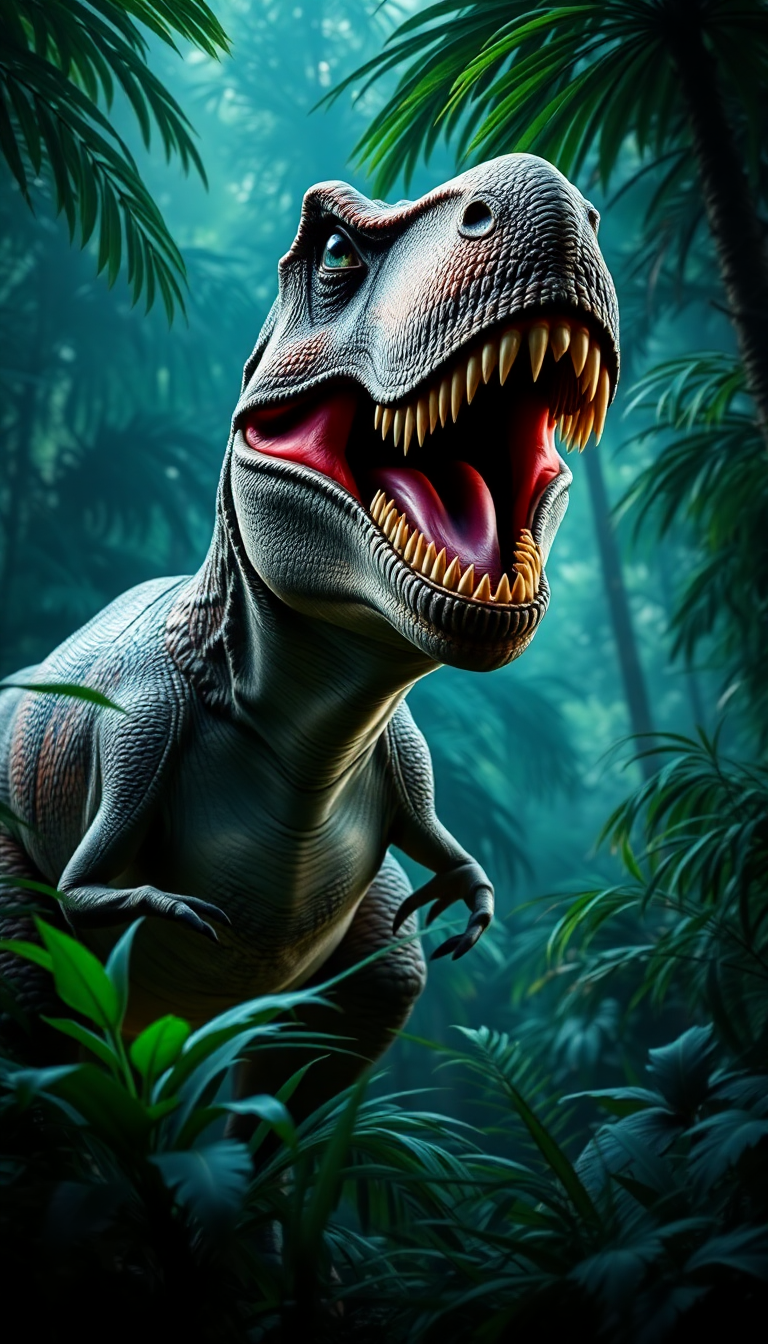 T-Rex Dinosaur In The Jungle Digital art Wallpaper