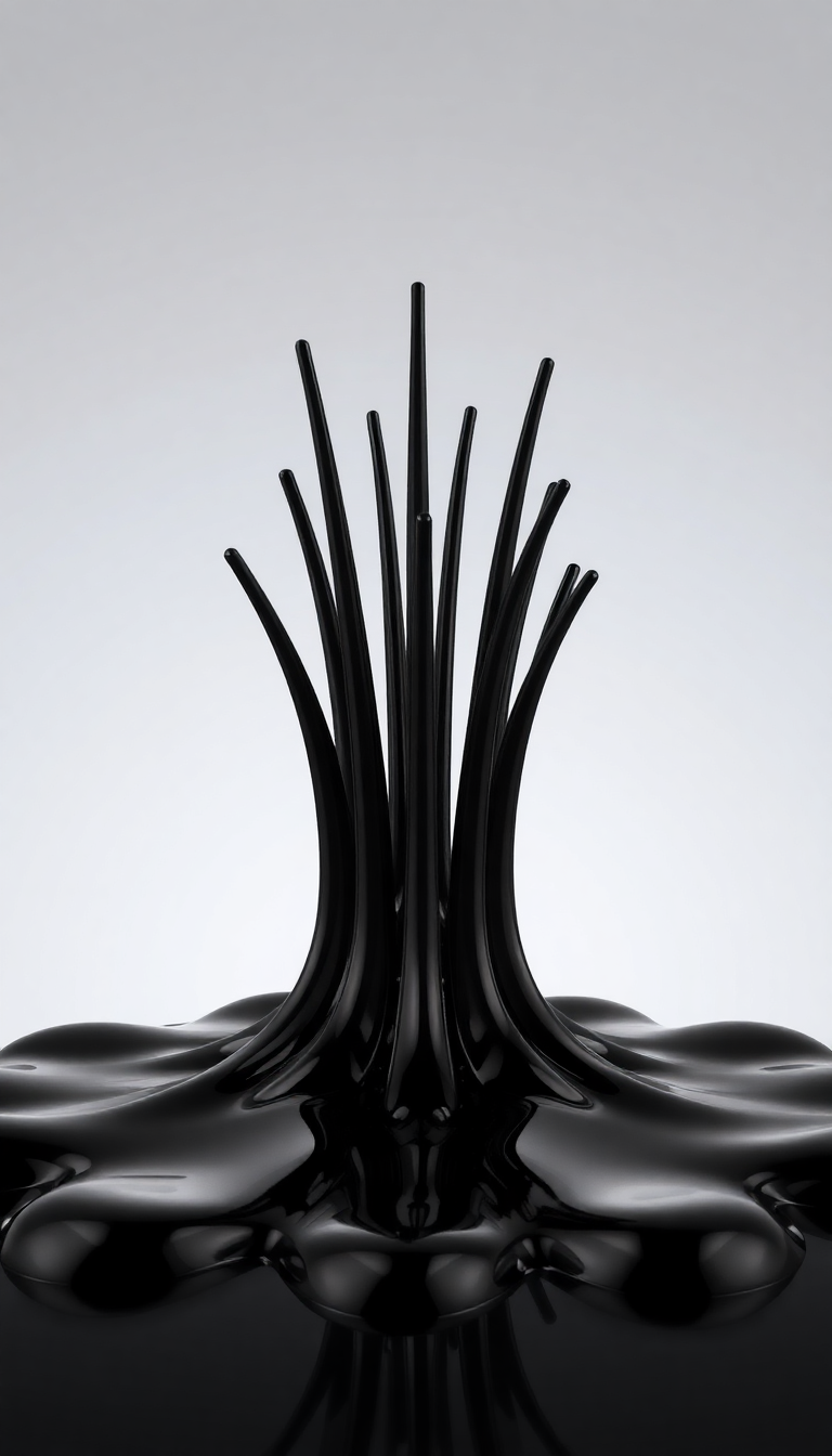 Ferrofluid Spikes Magnetic Sculpture Black Digital art Wallpaper