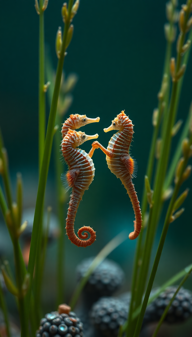 Seahorse Couple Dancing Seagrass Magical Aesthetic Wallpaper