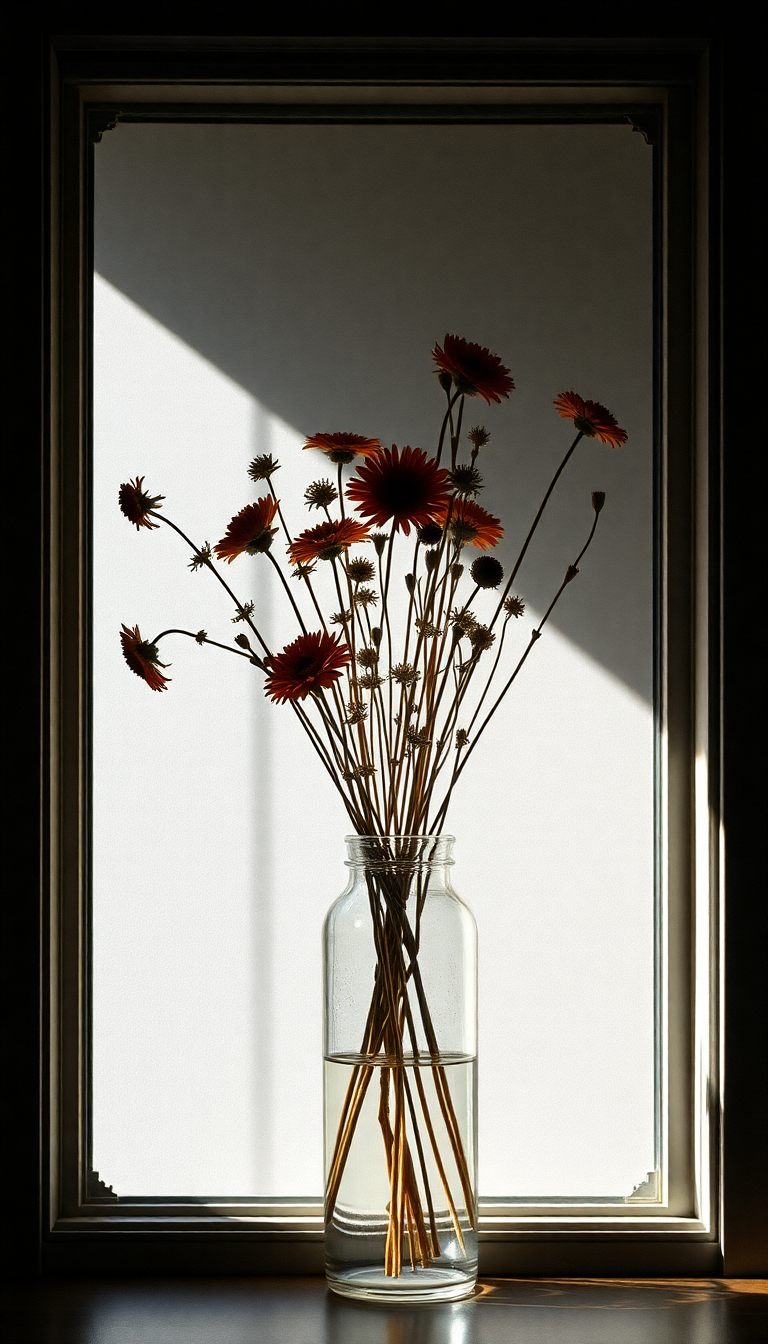 Dried Flowers In Glass Vase Aesthetic Wallpaper