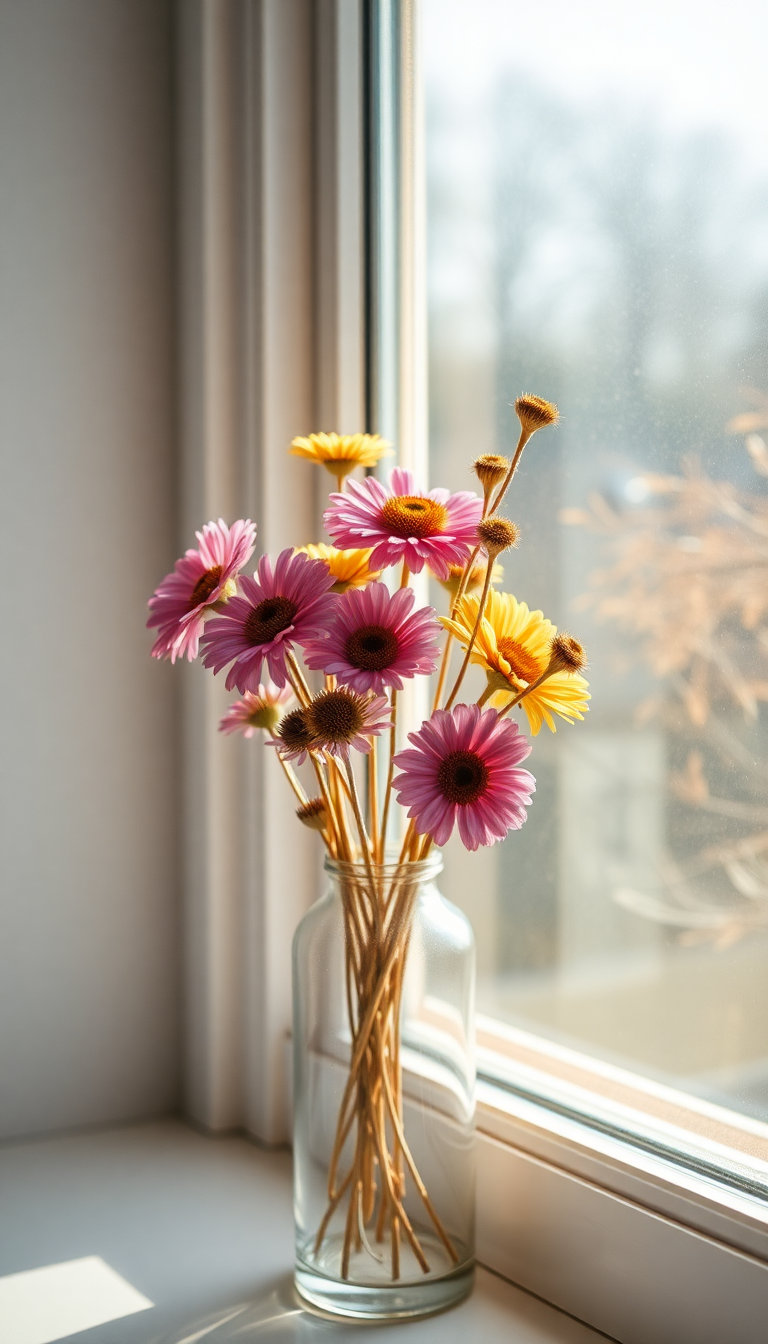 Dried Flowers In Glass Vase Aesthetic Wallpaper