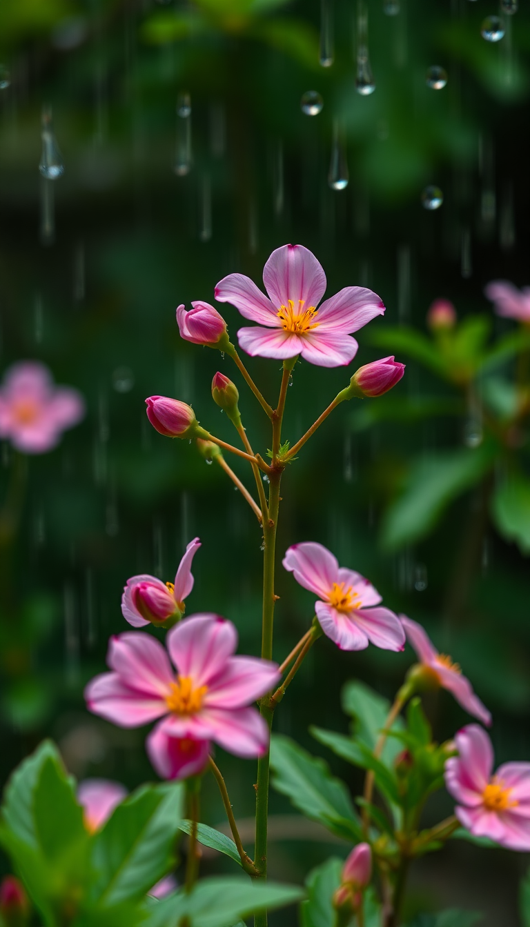Spring Rain Flower Blooming Time Aesthetic Wallpaper