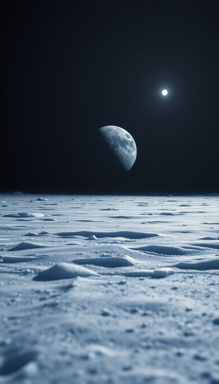 Frozen Moon Surface With Jupiter Photorealistic Wallpaper