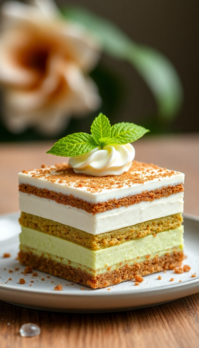Matcha Tiramisu Layers Green Tea Photorealistic Wallpaper
