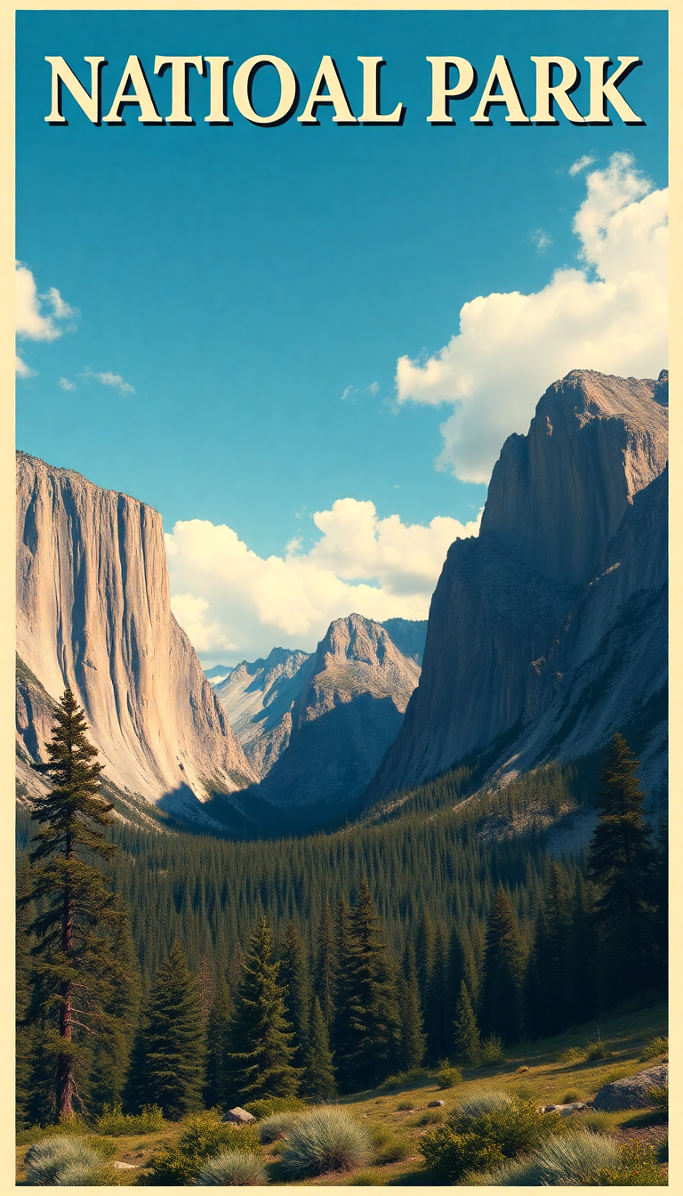 Vintage Travel Poster Style National Digital art Wallpaper