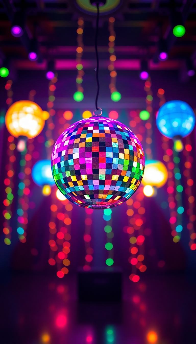 70s Disco Ball Lights Colorful Photorealistic Wallpaper