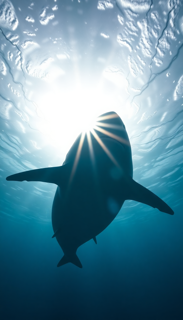 Shark Silhouette From Below Dramatic Photorealistic Wallpaper
