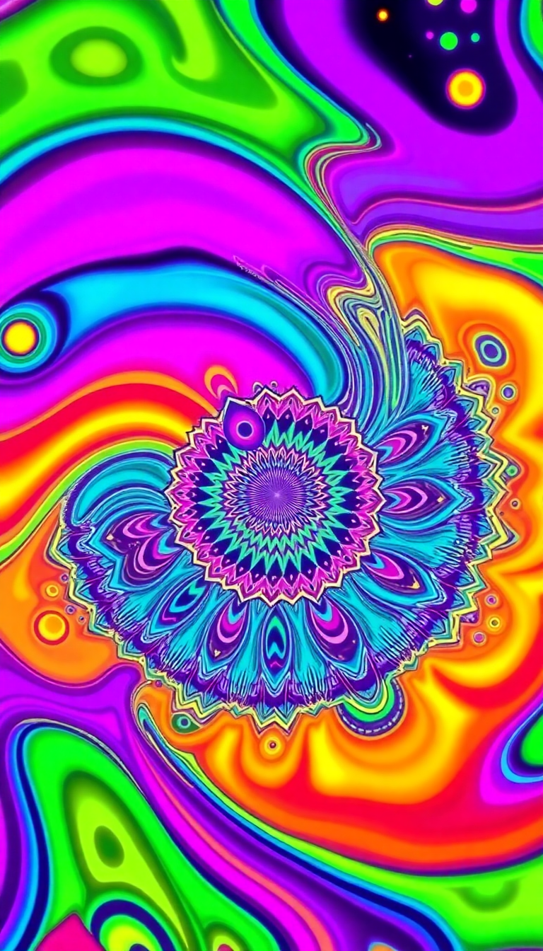 Psychedelic 60s Pattern Colorful Groovy Digital art Wallpaper