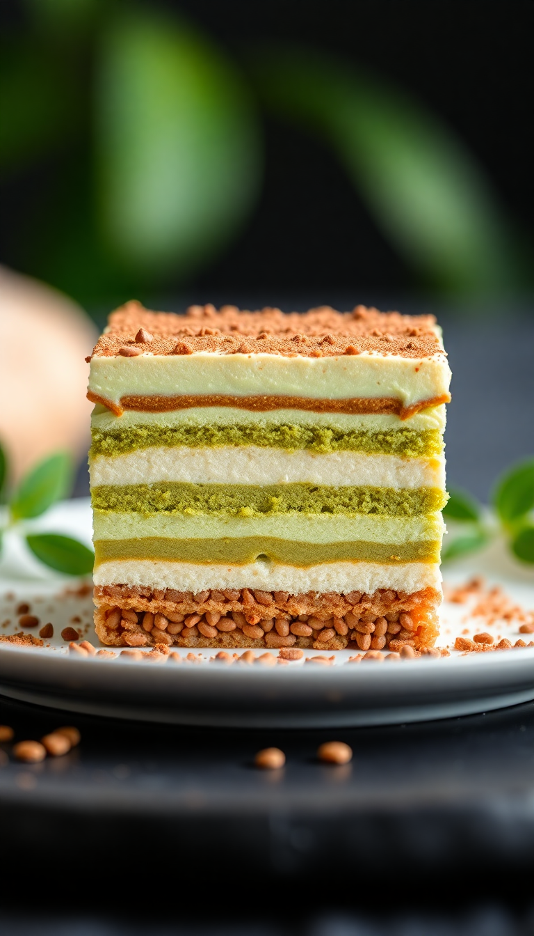 Matcha Tiramisu Layers Green Tea Photorealistic Wallpaper