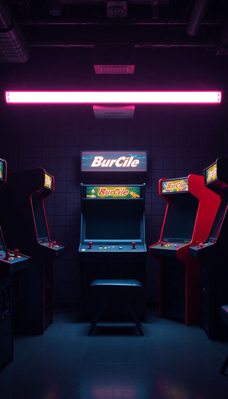 Old Arcade Machines Dark Room Photorealistic Wallpaper