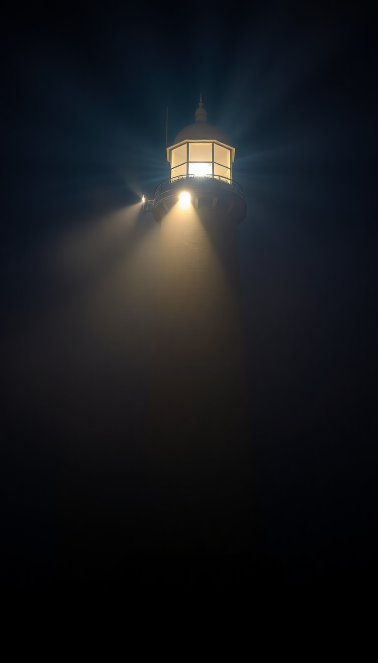Old Lighthouse Beam Cutting Through Photorealistic Wallpaper